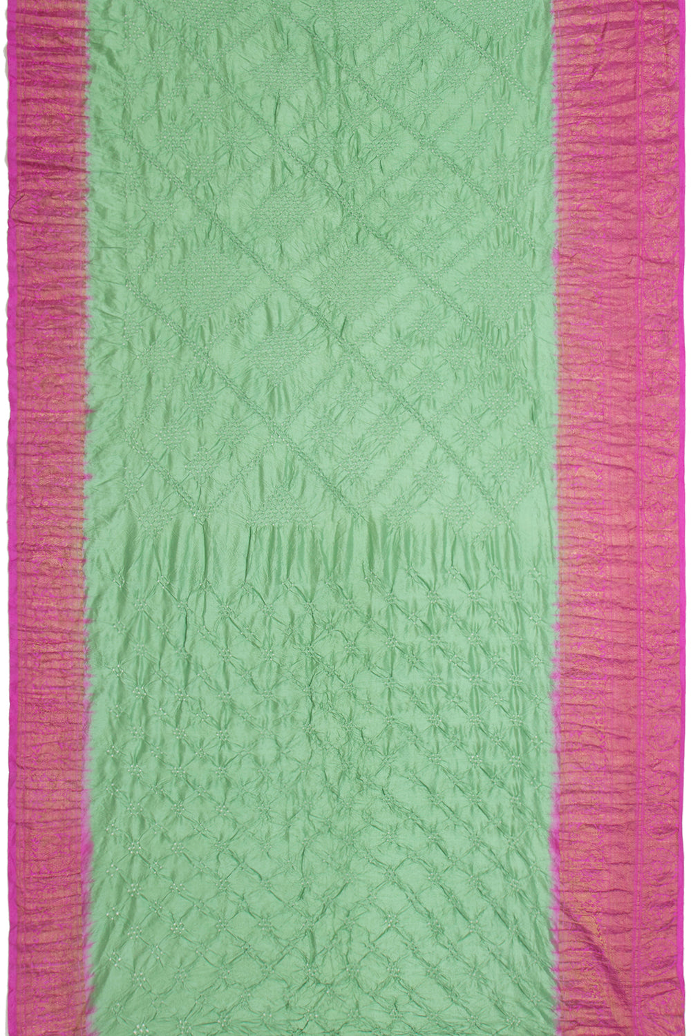 Kanchipuram Silk Bandhani Pastel Green Saree