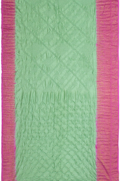 Kanchipuram Silk Bandhani Pastel Green Saree