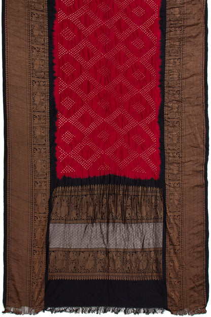 Kanchipuram Silk Bandhani Maroon Saree