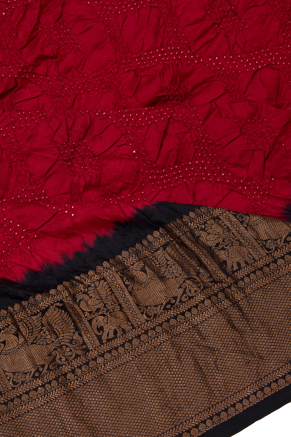 Kanchipuram Silk Bandhani Maroon Saree