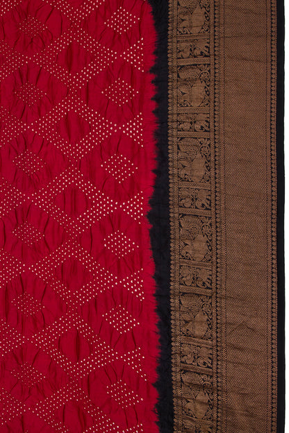 Kanchipuram Silk Bandhani Maroon Saree