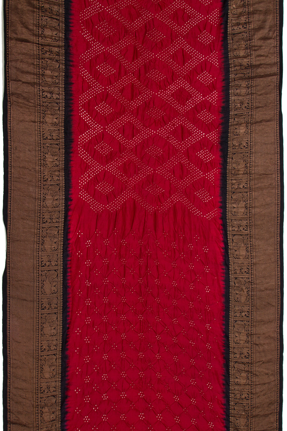 Kanchipuram Silk Bandhani Maroon Saree