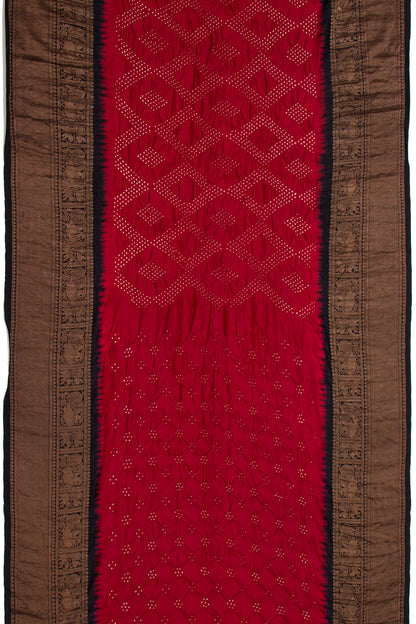 Kanchipuram Silk Bandhani Maroon Saree