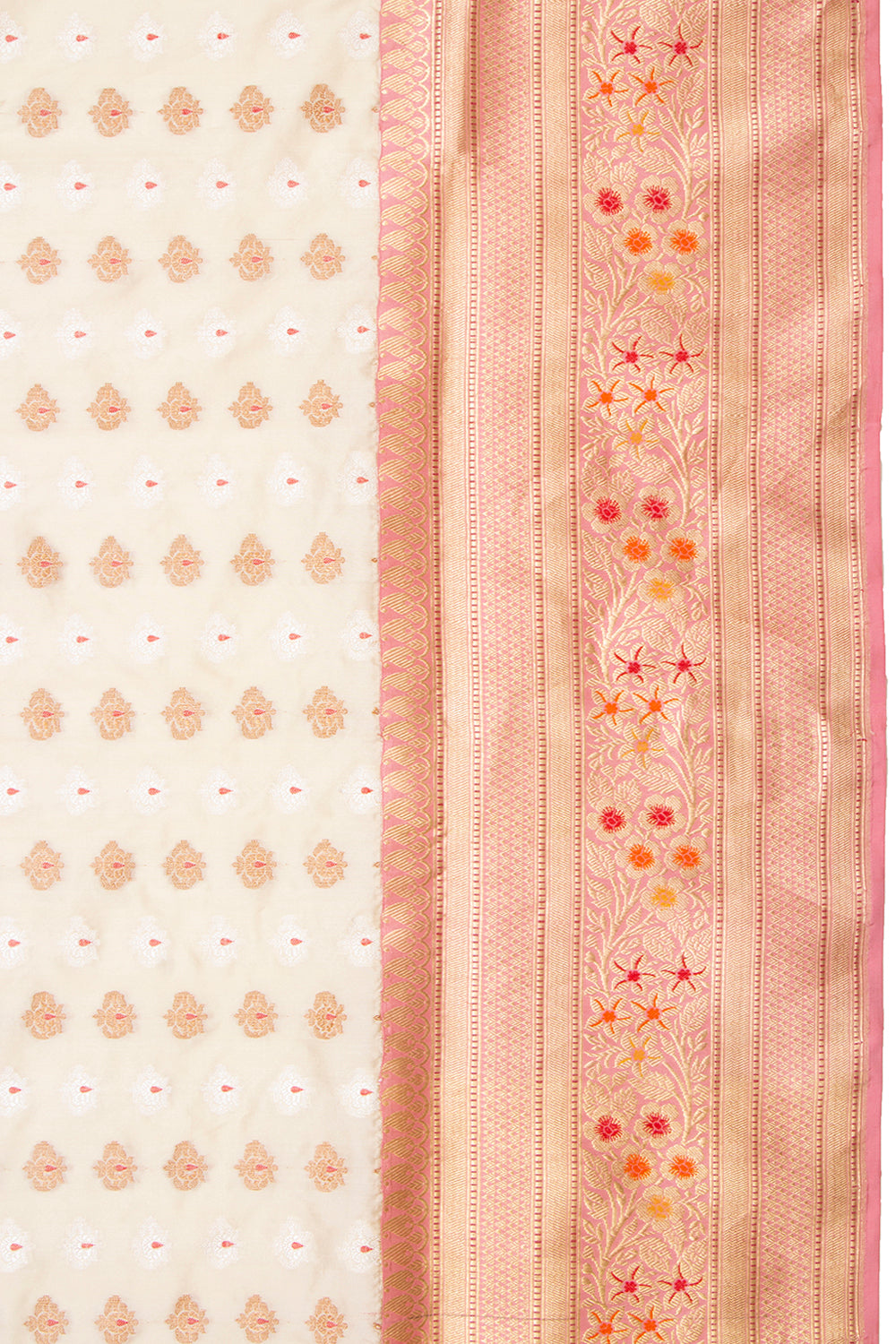 Banarasi Silk Kadwa Butta Cream Saree