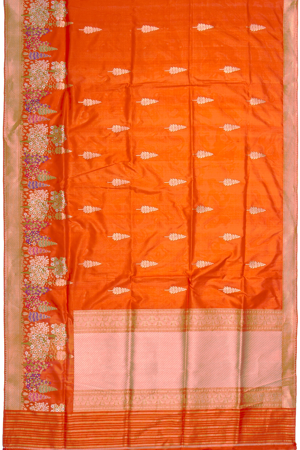 Banarasi Silk Kadwa Butta Orange Saree
