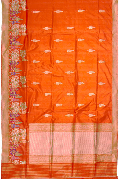 Banarasi Silk Kadwa Butta Orange Saree