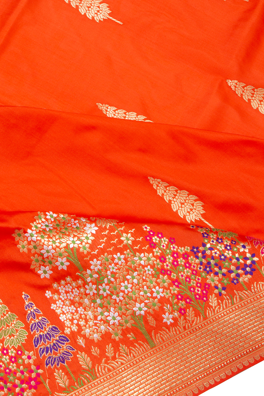 Banarasi Silk Kadwa Butta Orange Saree