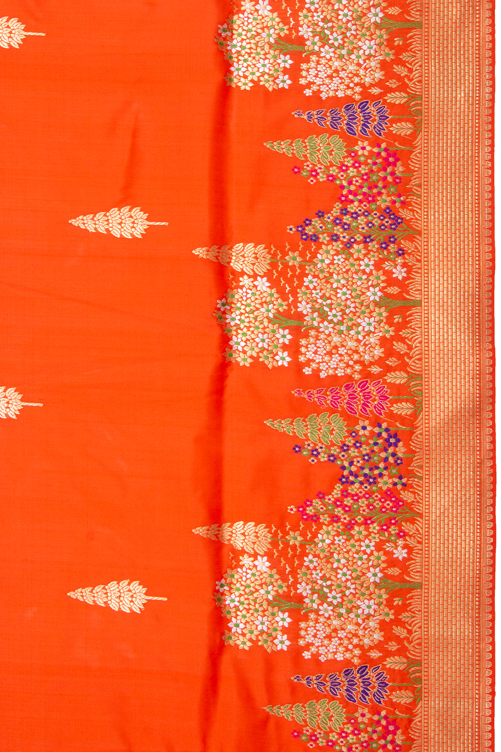 Banarasi Silk Kadwa Butta Orange Saree