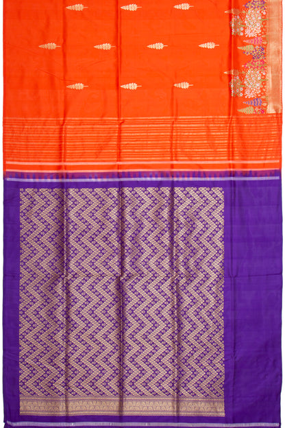 Banarasi Silk Kadwa Butta Orange Saree
