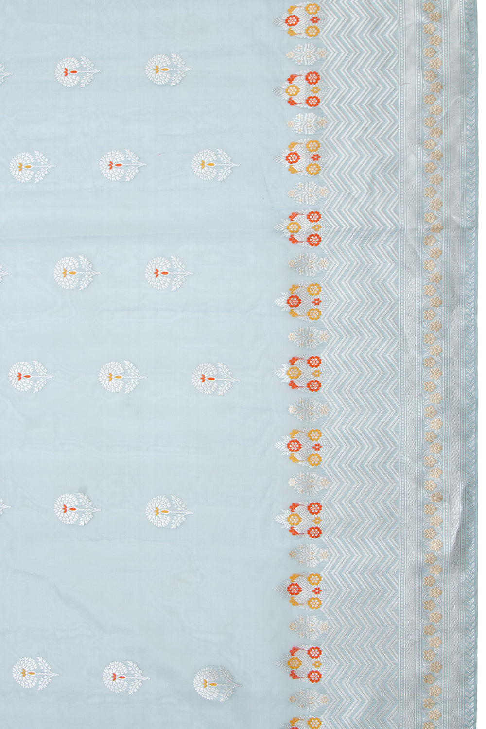 Banarasi Kora Organza Kadwa Butta Pastel Blue Saree