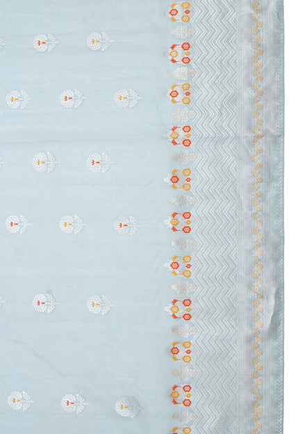 Banarasi Kora Organza Kadwa Butta Pastel Blue Saree