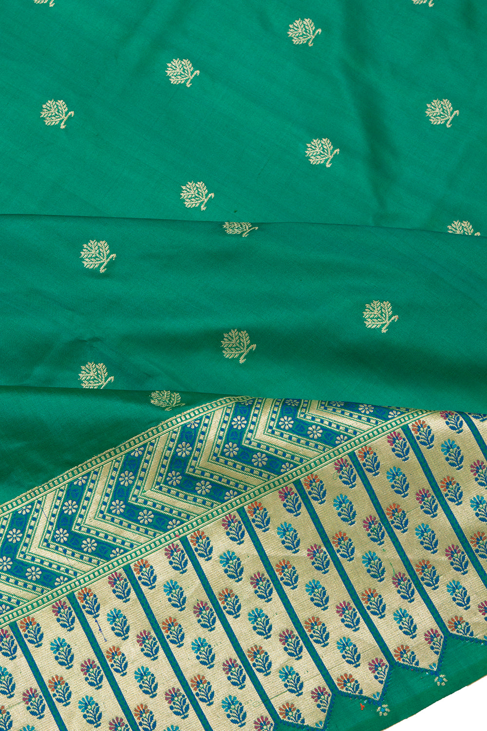 Banarasi Silk Kadwa Butta Dark Green Saree