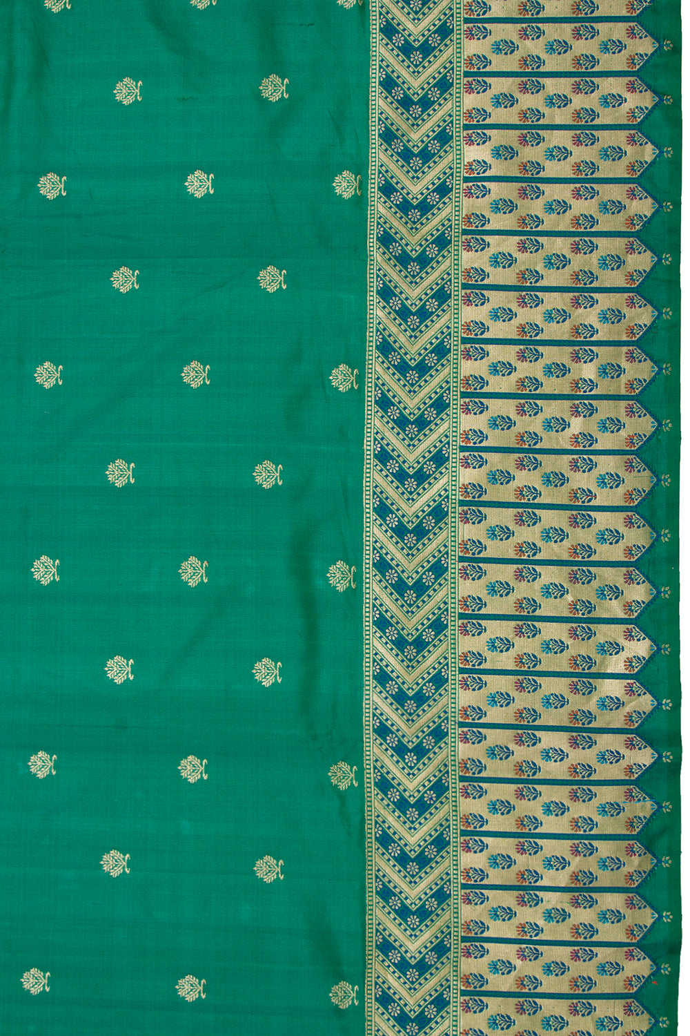 Banarasi Silk Kadwa Butta Dark Green Saree