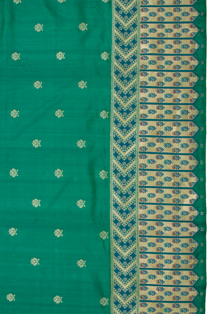 Banarasi Silk Kadwa Butta Dark Green Saree