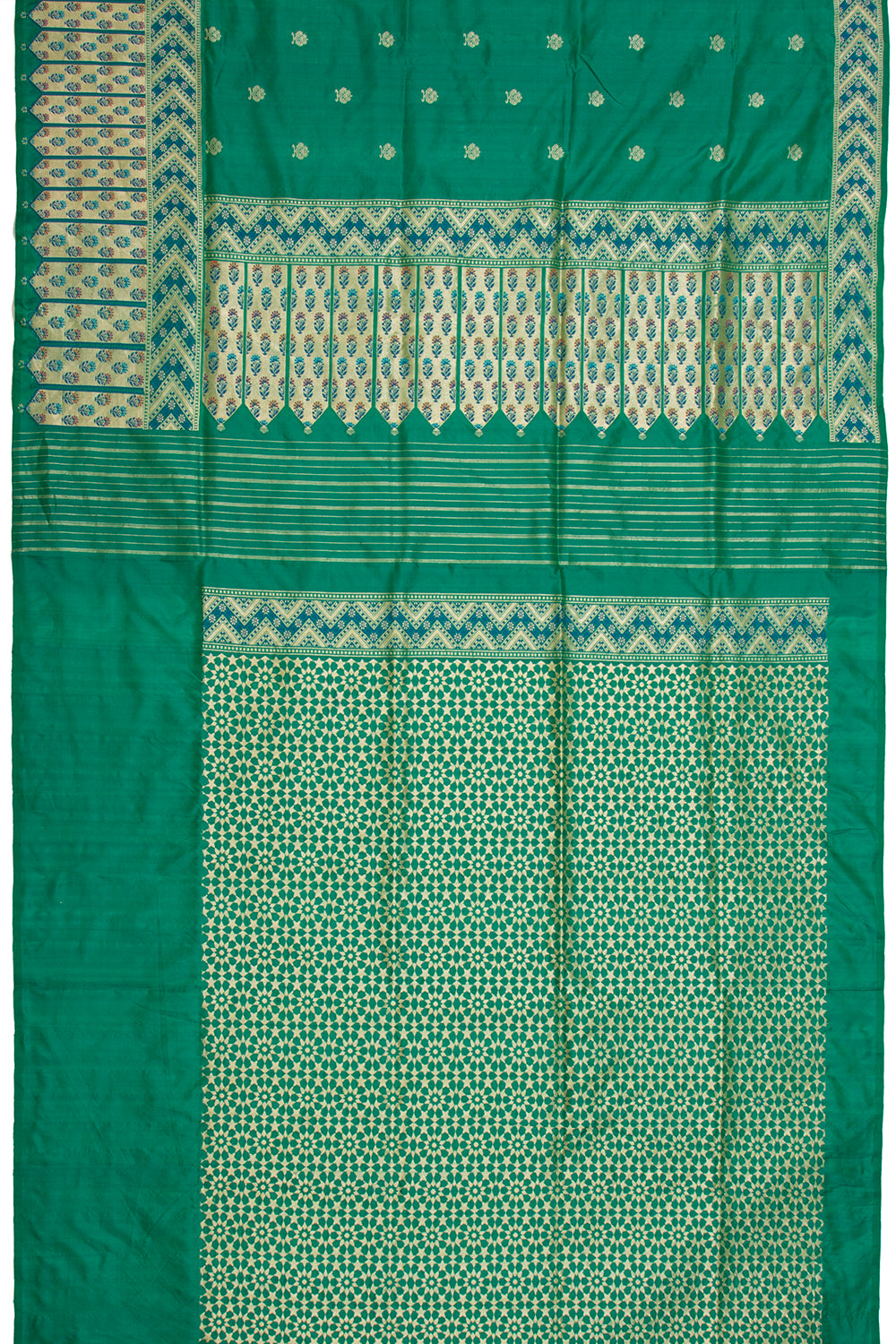 Banarasi Silk Kadwa Butta Dark Green Saree