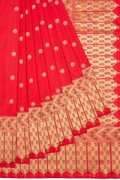 Banarasi Silk Kadwa Butta Red Saree