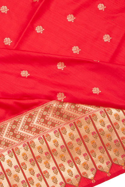 Banarasi Silk Kadwa Butta Red Saree