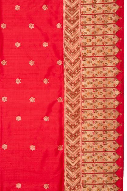 Banarasi Silk Kadwa Butta Red Saree