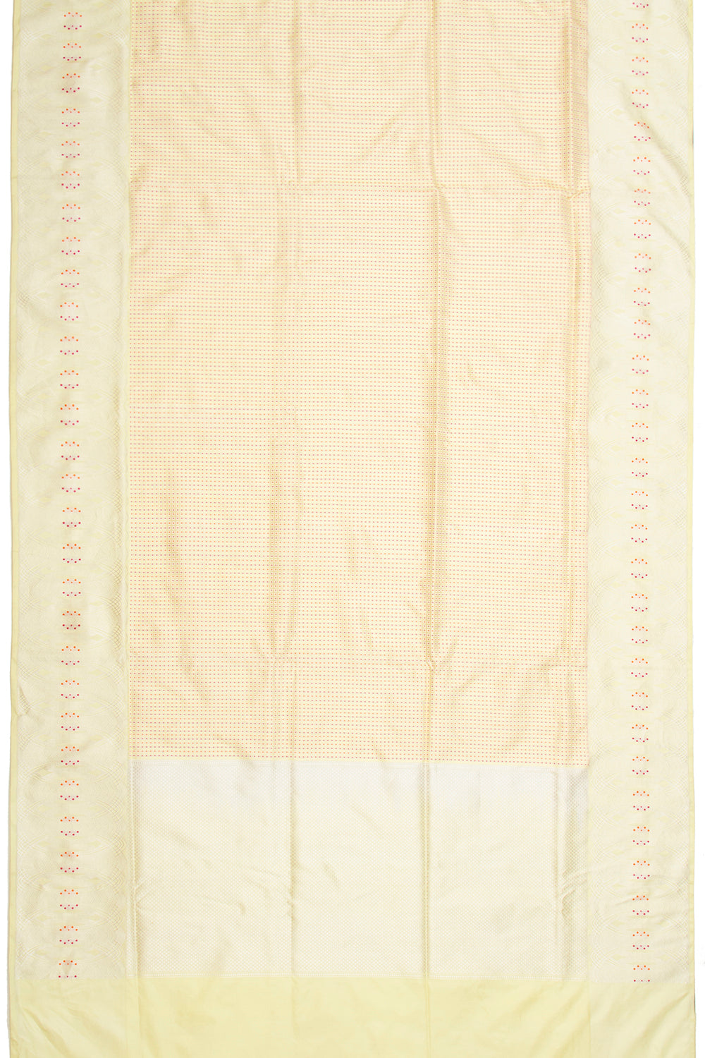 Banarasi Silk Kadwa Checks And Butta Pastel Yellow Saree