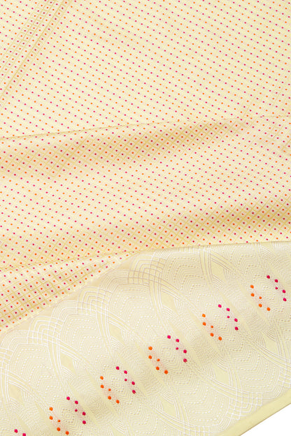 Banarasi Silk Kadwa Checks And Butta Pastel Yellow Saree