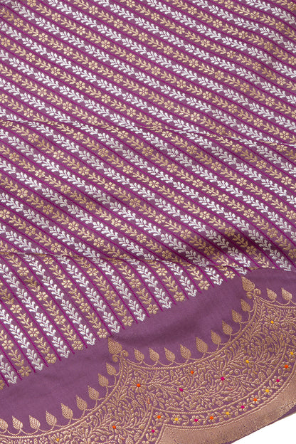Banarasi Silk Kadwa Jaal Purple Saree