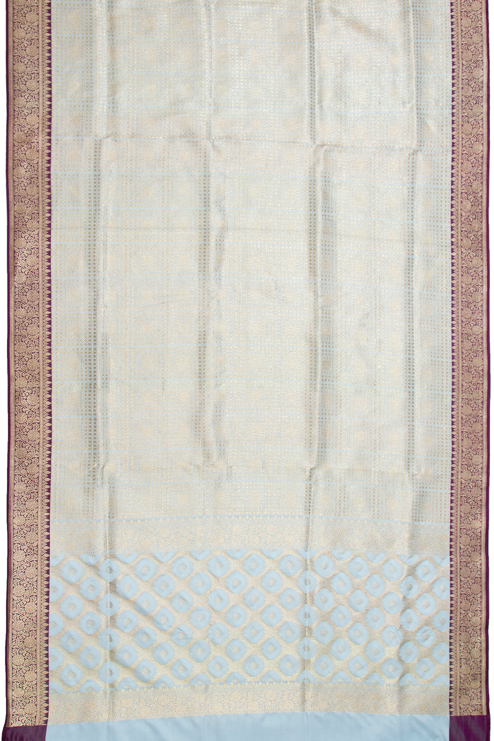 Banarasi Silk Kadwa Jaal And Brocade Pastel Blue Saree