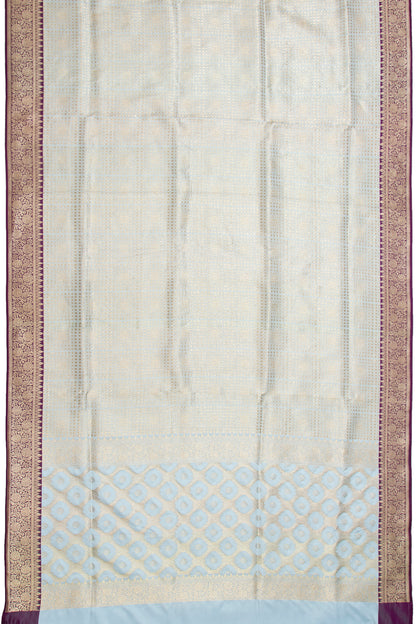 Banarasi Silk Kadwa Jaal And Brocade Pastel Blue Saree