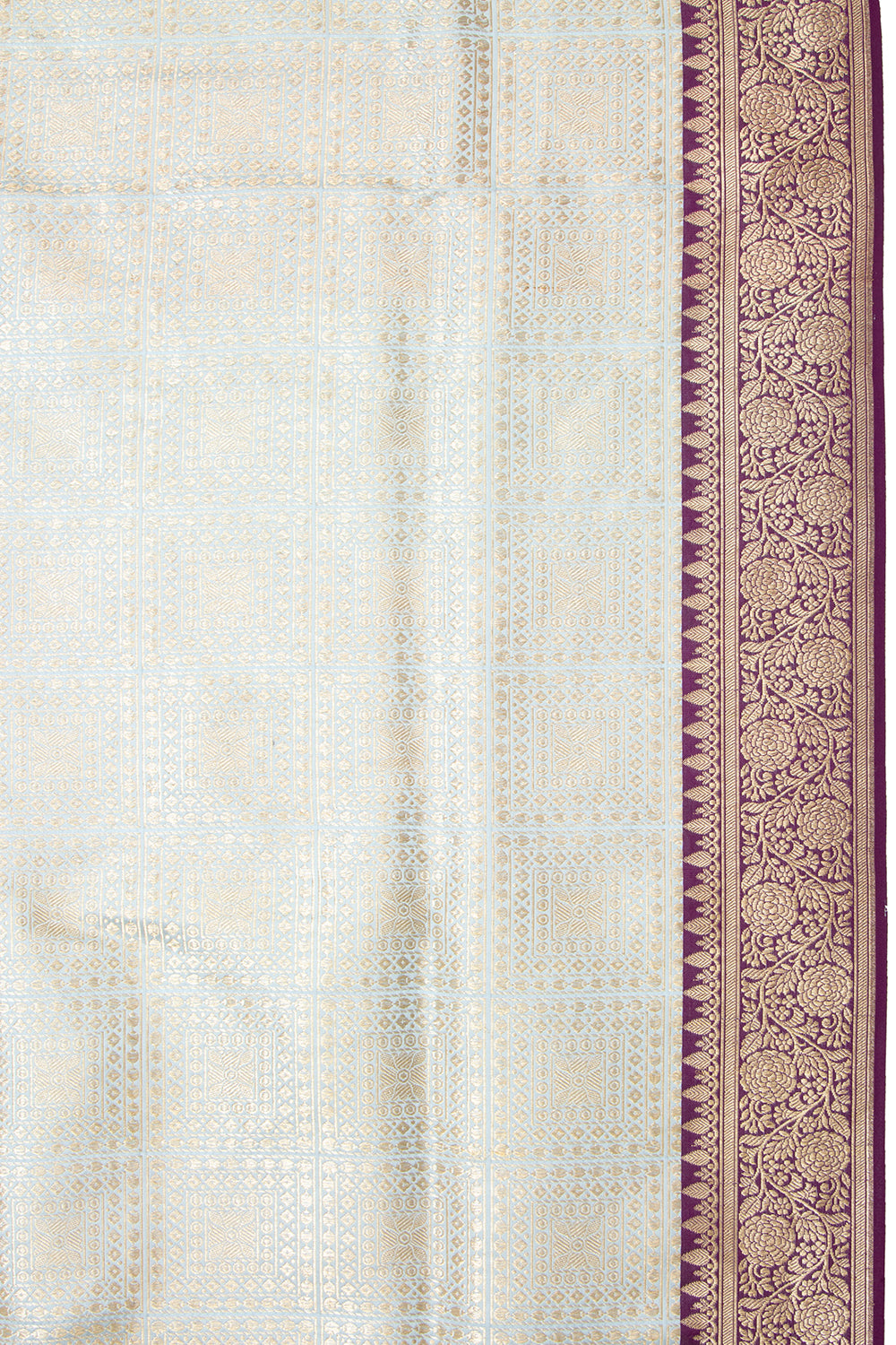 Banarasi Silk Kadwa Jaal And Brocade Pastel Blue Saree