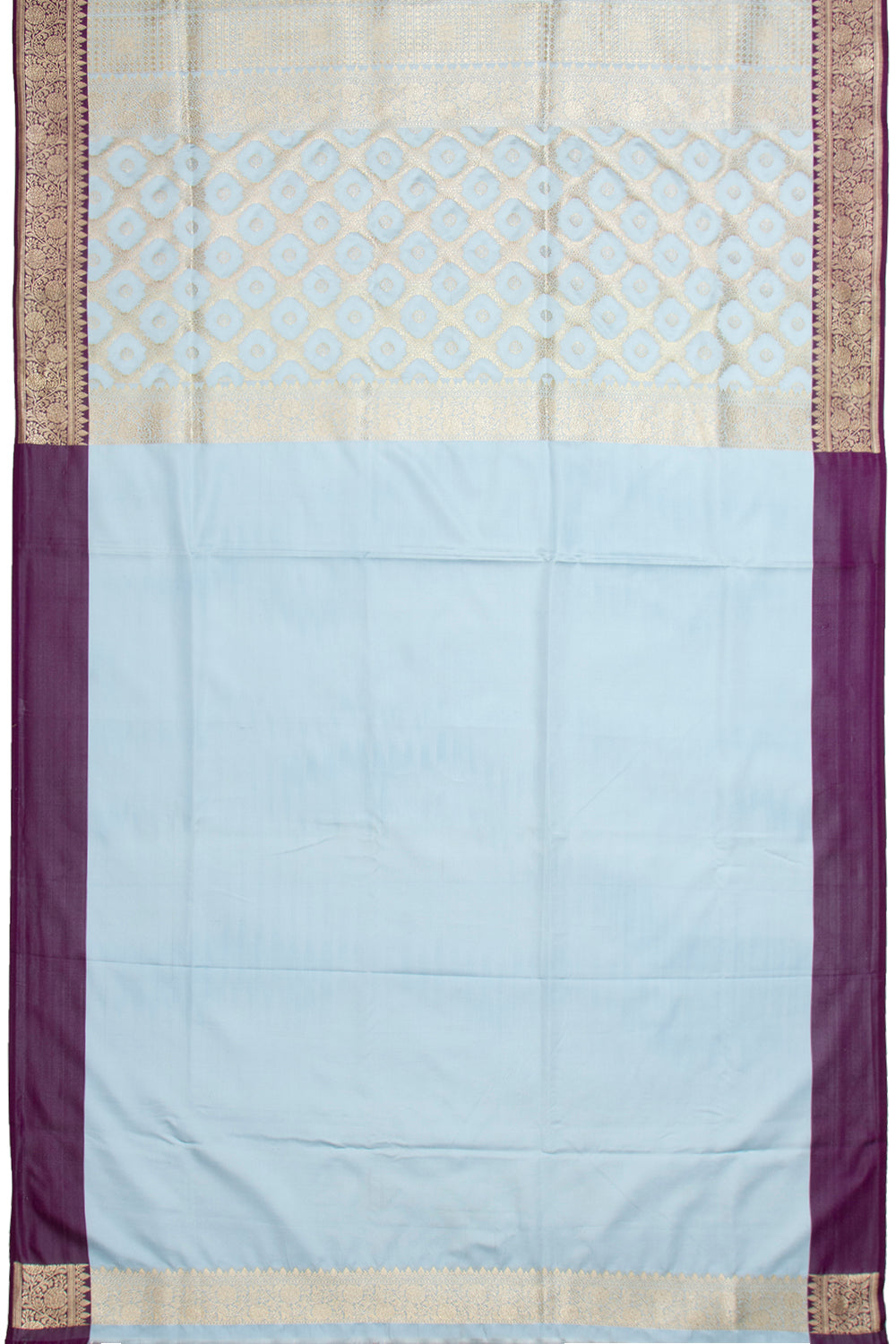Banarasi Silk Kadwa Jaal And Brocade Pastel Blue Saree