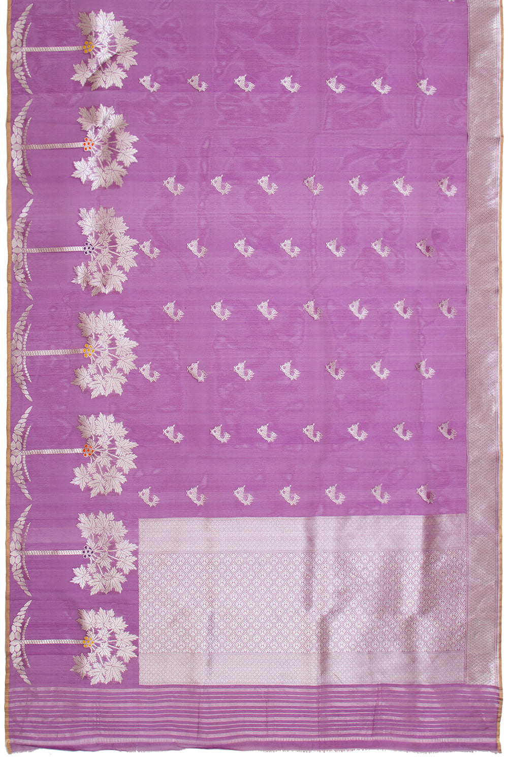 Banarasi Kora Organza Kadwa Butta Purple Saree