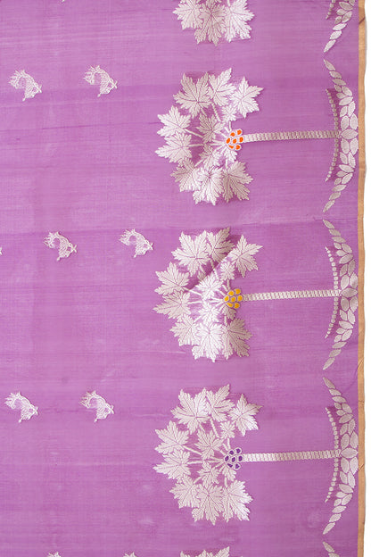 Banarasi Kora Organza Kadwa Butta Purple Saree