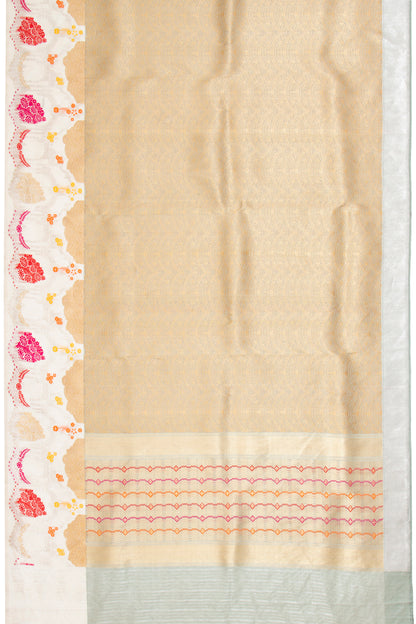 Banarasi Silk Brocade Grey Saree With Scallop Border
