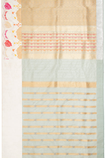 Banarasi Silk Brocade Grey Saree With Scallop Border