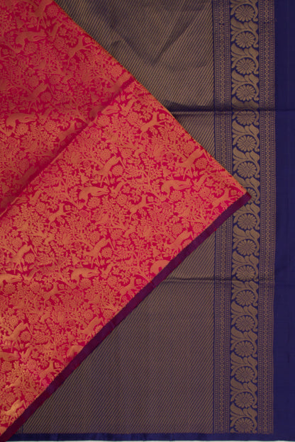 Coimbatore Silk Brocade Pinkish Red Saree