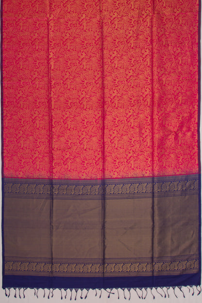Coimbatore Silk Brocade Pinkish Red Saree