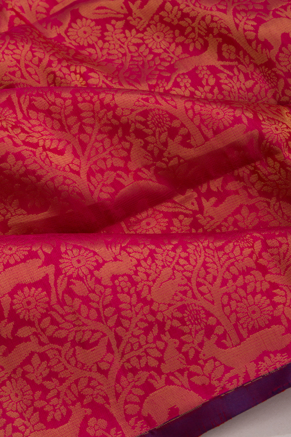 Coimbatore Silk Brocade Pinkish Red Saree