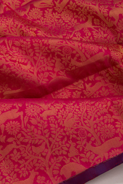 Coimbatore Silk Brocade Pinkish Red Saree