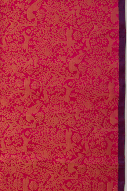 Coimbatore Silk Brocade Pinkish Red Saree
