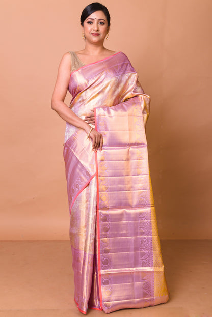 Kanchipuram Silk Tossue Brocade Pink Saree