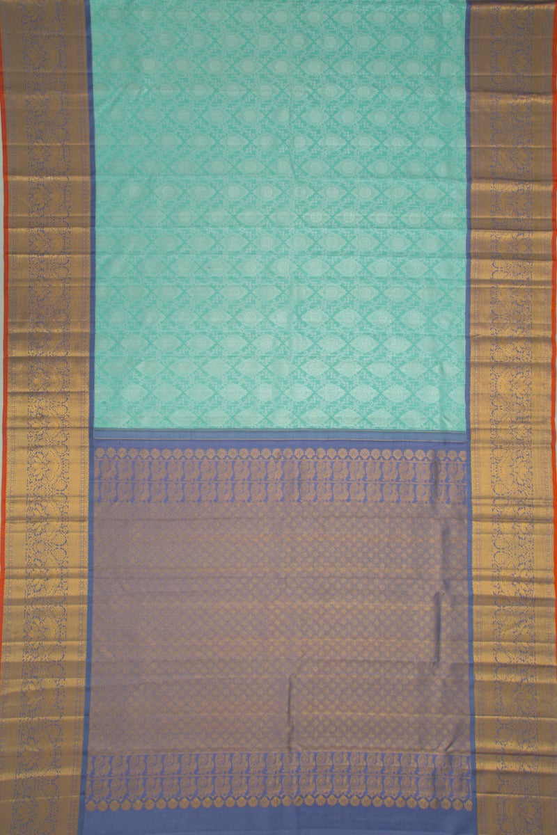 Kanchipuram Silk Brocade Sky Blue Saree
