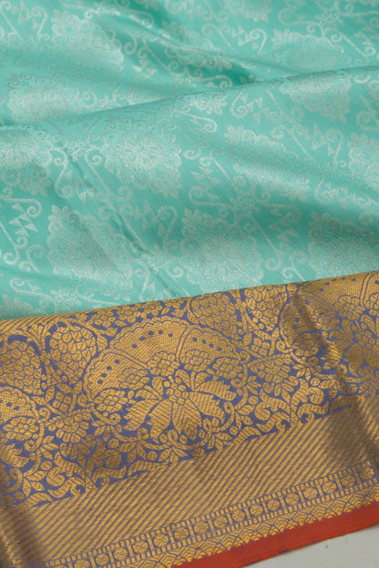 Kanchipuram Silk Brocade Sky Blue Saree