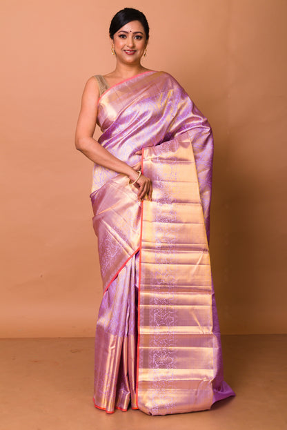 Kanchipuram Silk Brocade Lavender Saree