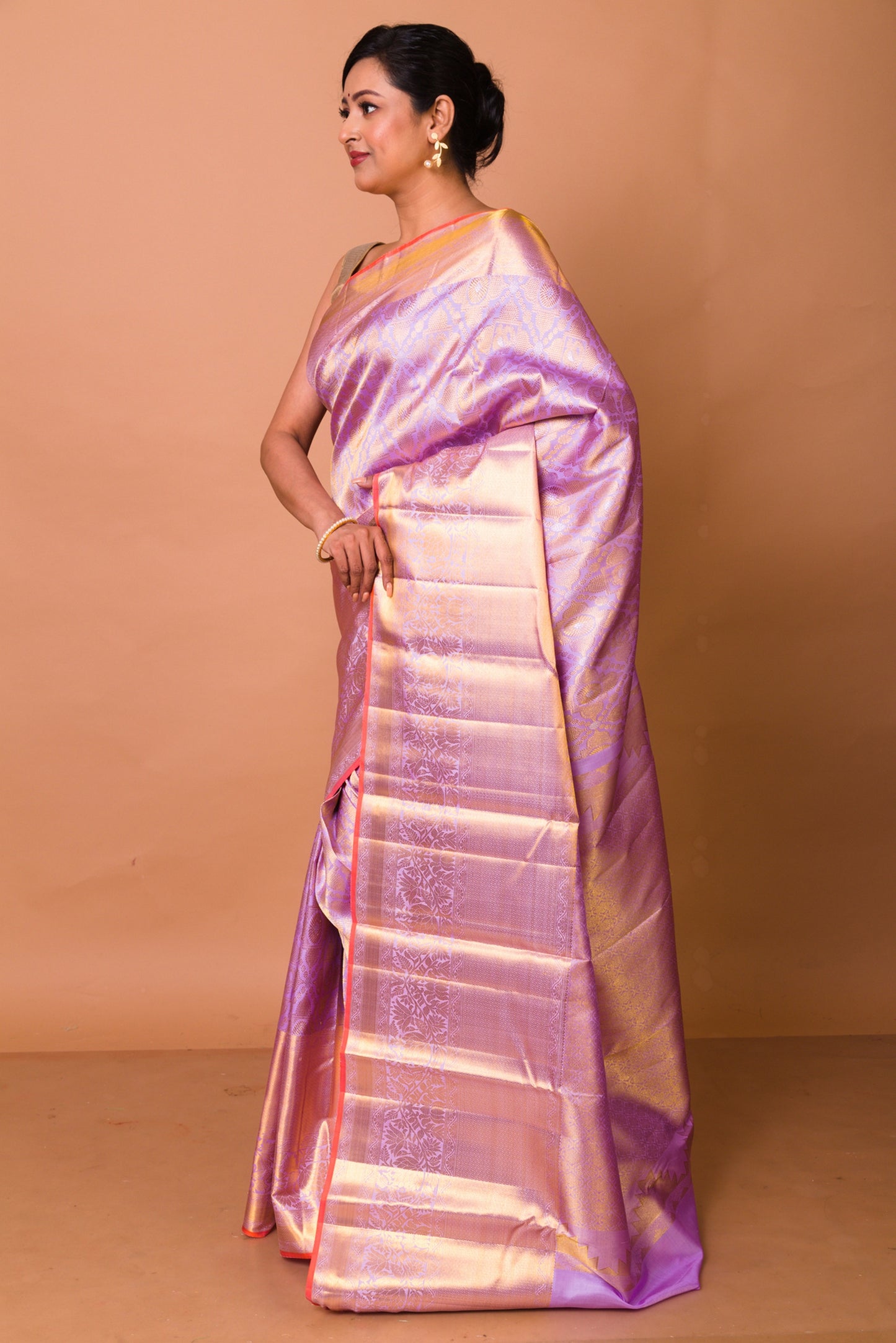 Kanchipuram Silk Brocade Lavender Saree