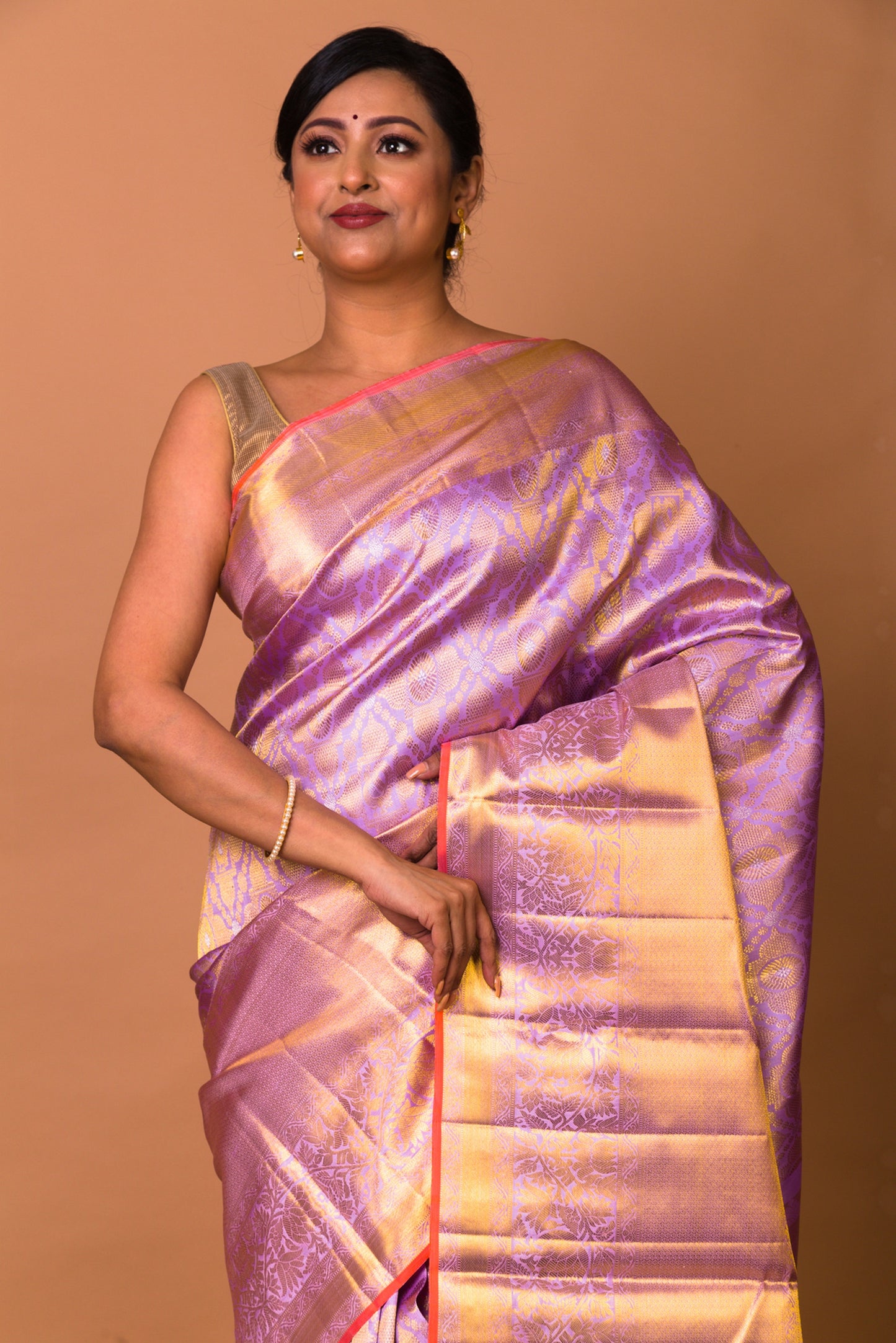 Kanchipuram Silk Brocade Lavender Saree