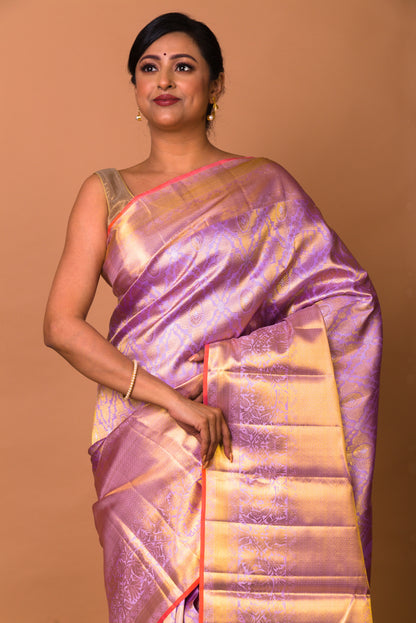 Kanchipuram Silk Brocade Lavender Saree