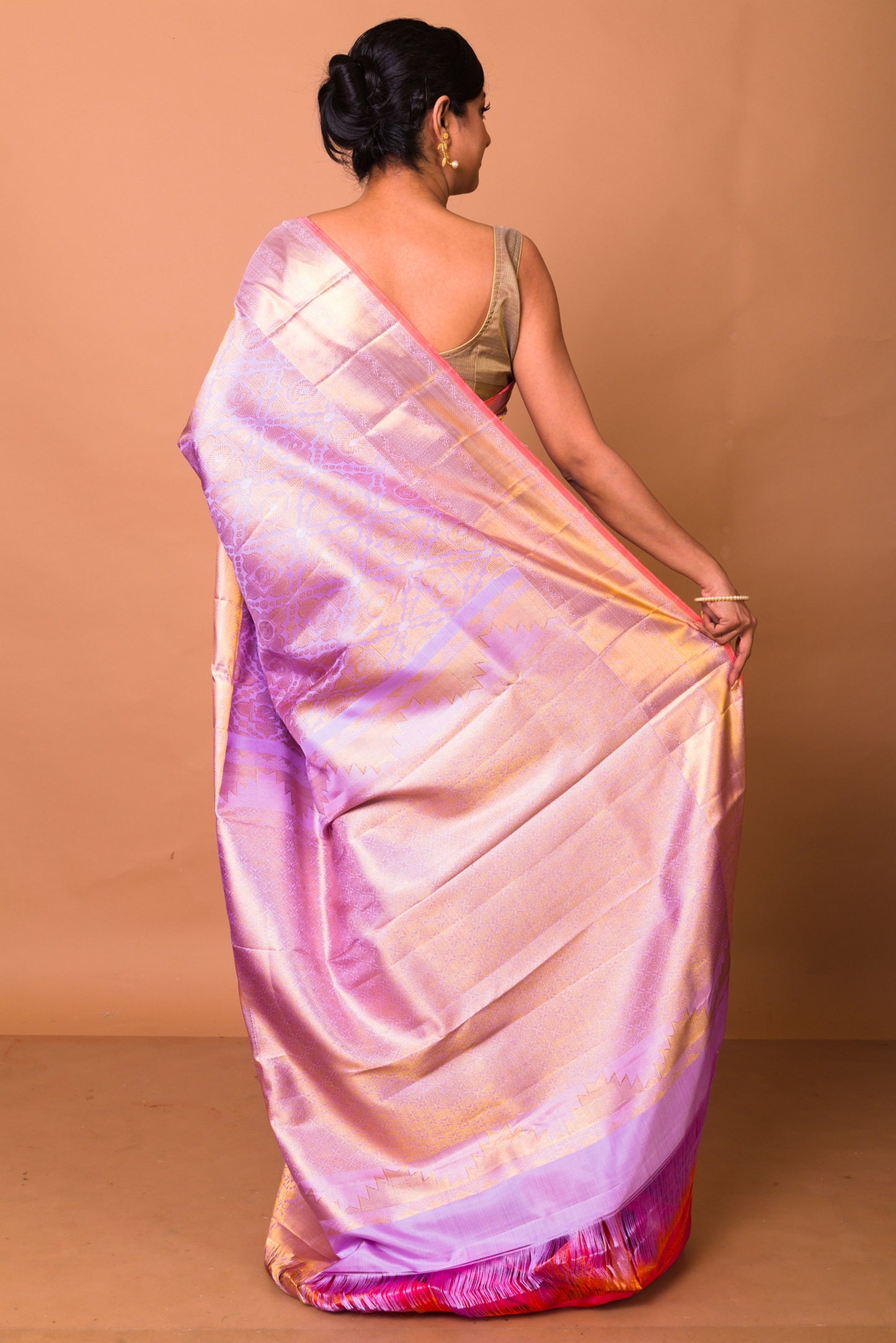 Kanchipuram Silk Brocade Lavender Saree