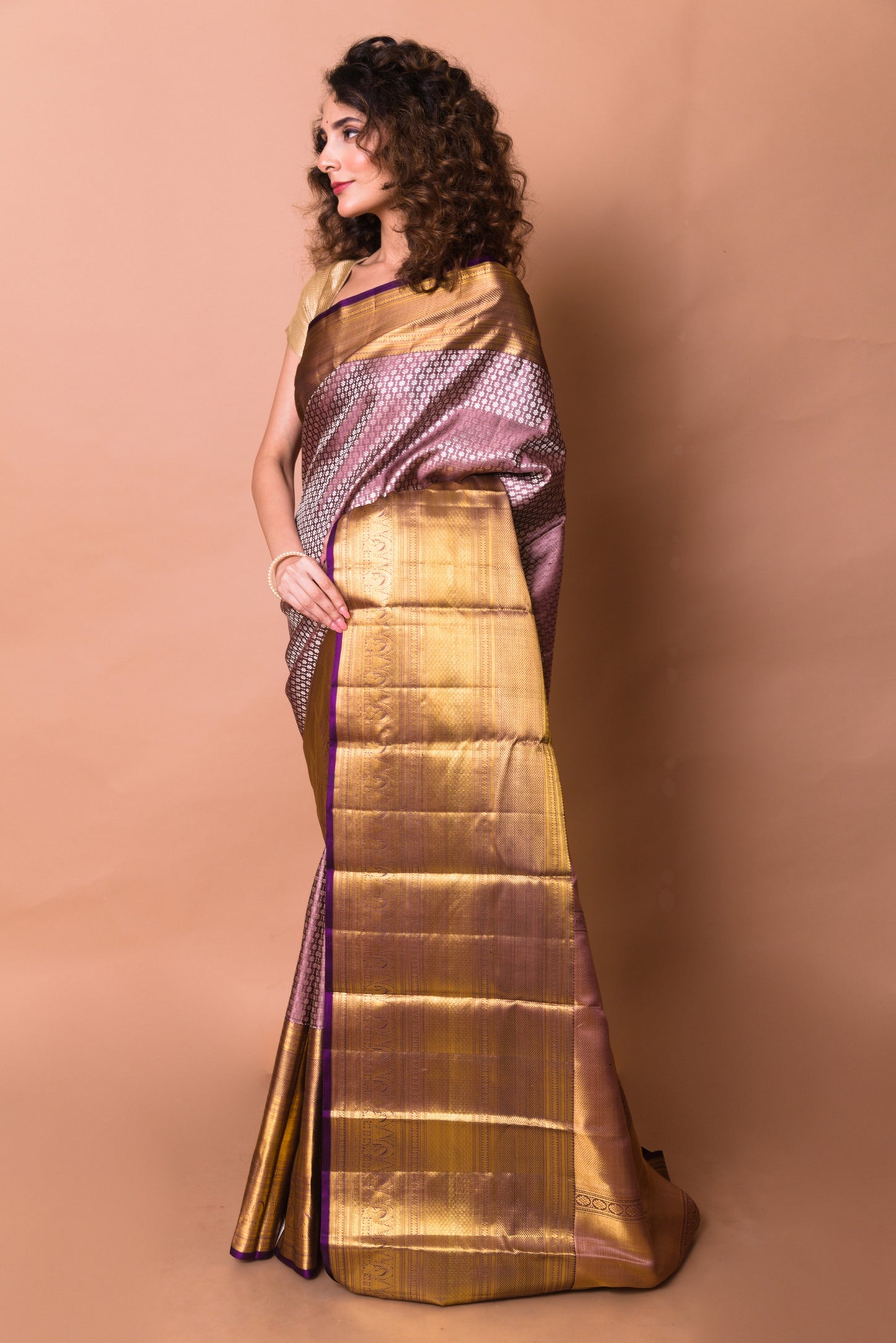 Kanchipuram Silk Brocade Choco Brown Saree