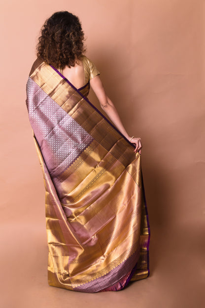 Kanchipuram Silk Brocade Choco Brown Saree