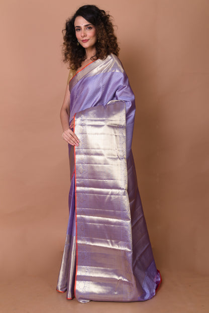 Kanchipuram Silk Brocade Violet Saree
