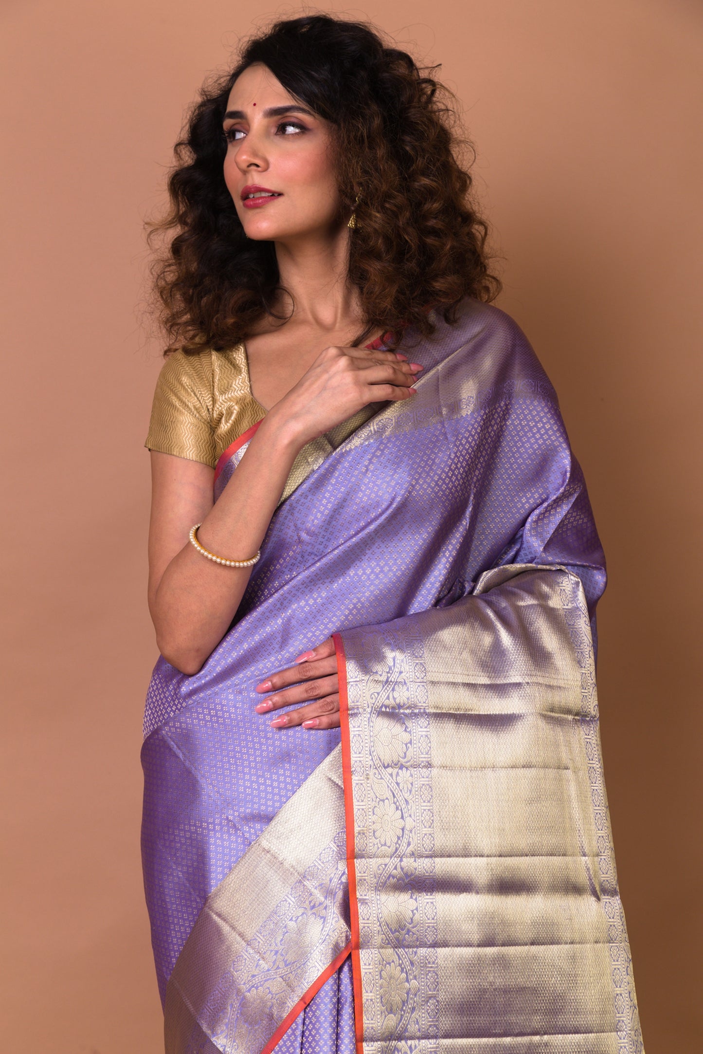 Kanchipuram Silk Brocade Violet Saree